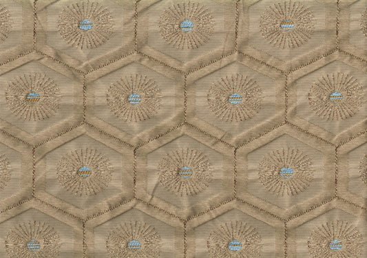 Robert Allen Fabric Ornamental Umber Brown Blue Drapery Upholstery  