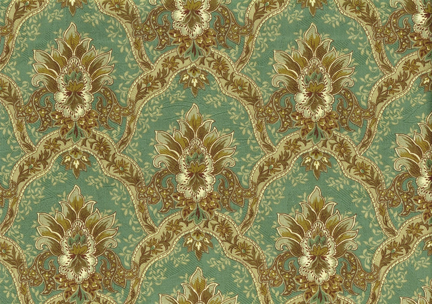 Mill Creek Fabric RW Hatha  Aqua Brown Gold Drapery Upholstery 