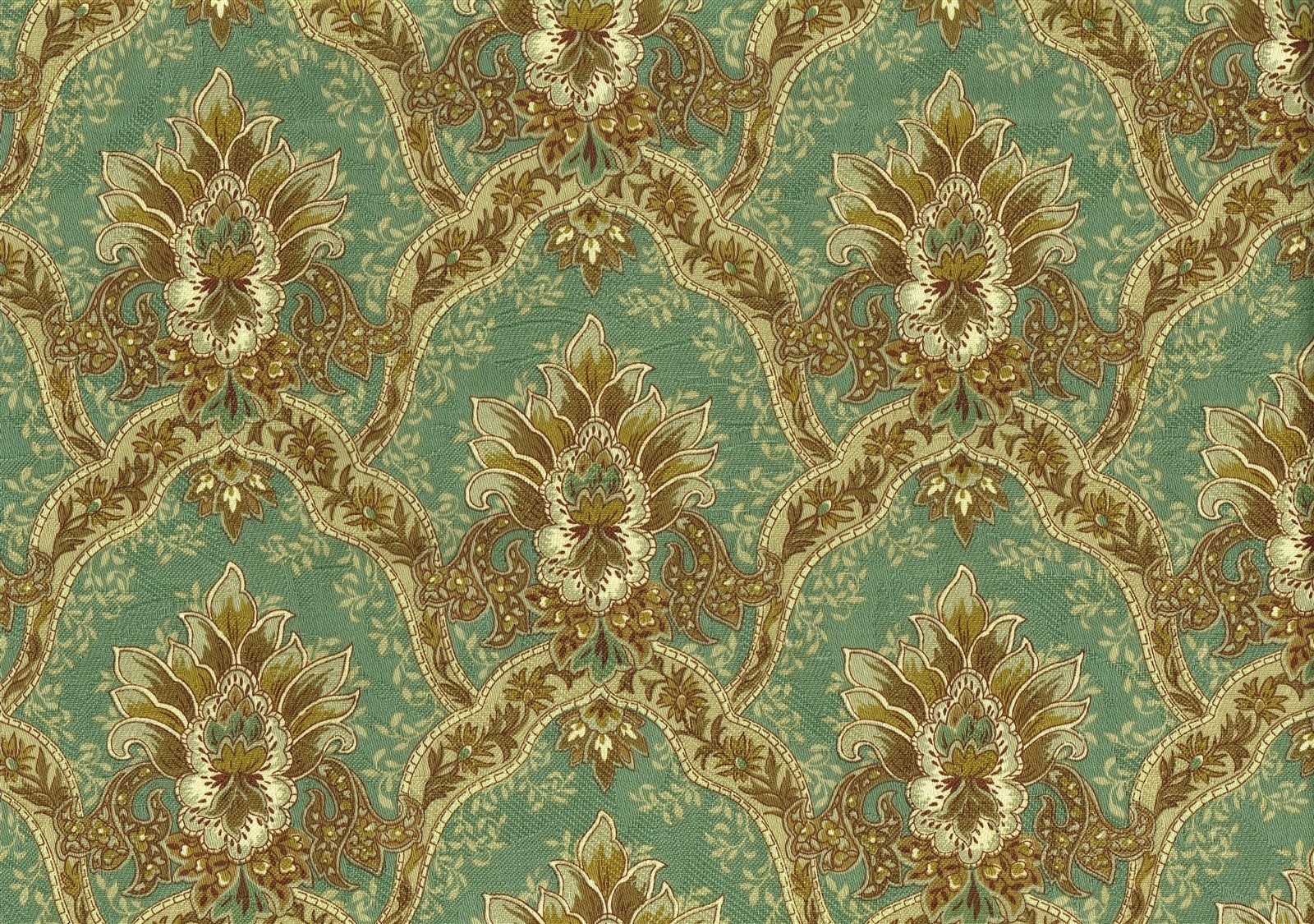 Mill Creek Fabric RW Hatha  Aqua Brown Gold Drapery Upholstery 