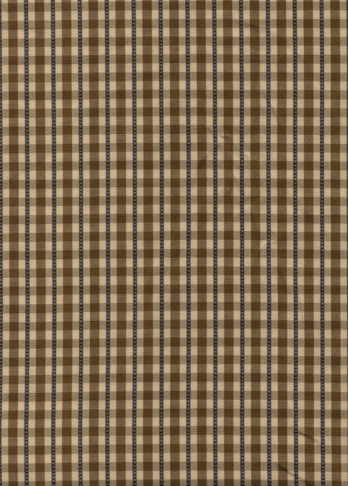 3.75  Yds Designer Fabric Brown Blue  Plaid  Drapery Upholstery