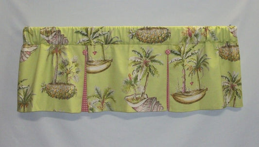 Curtain Valance  Tropical Lime Pink Tent Flap Cotton Topper Lined  