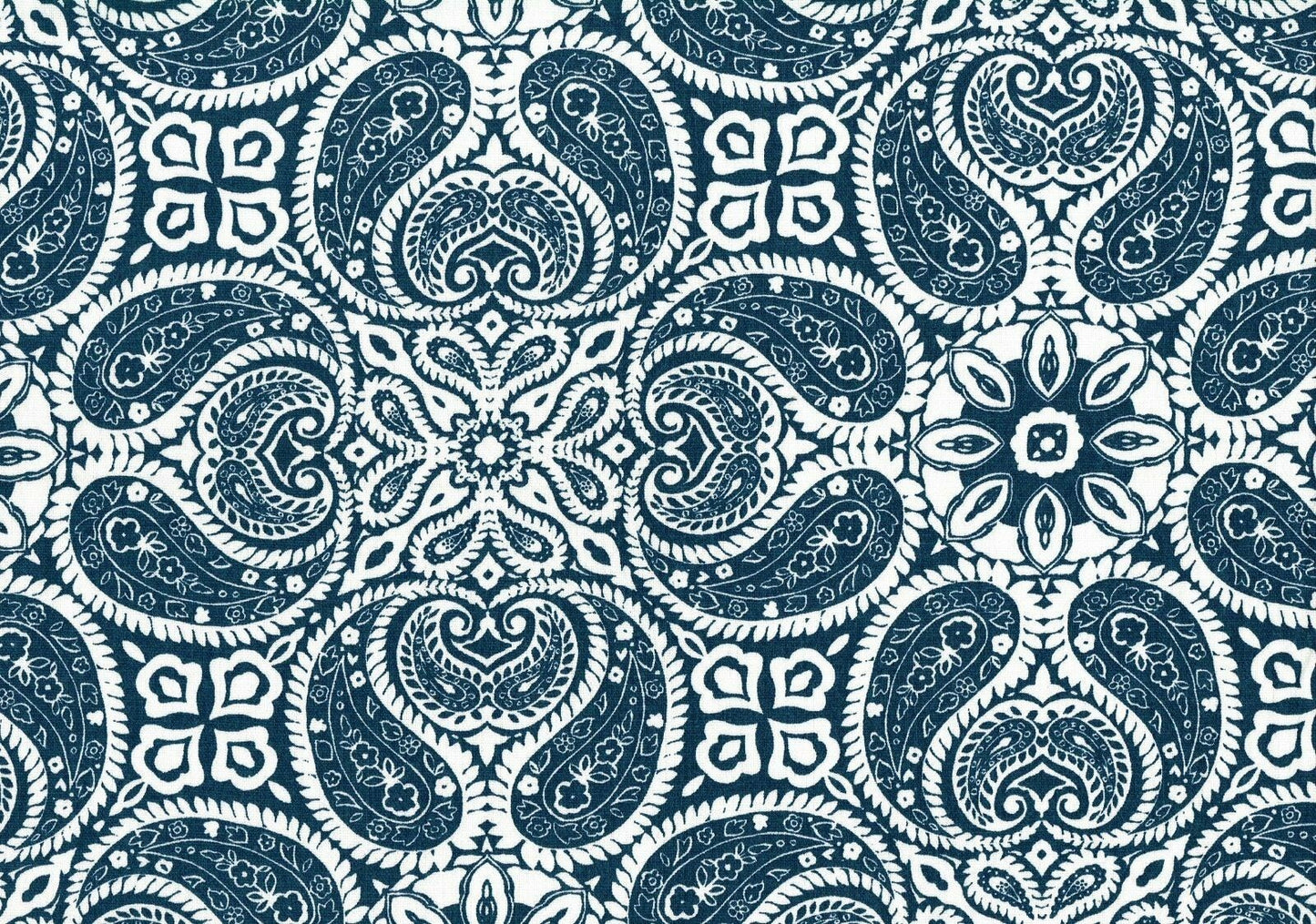 5 Yds Magnolia Home Fabric Stan Cathell Navy White Paisley Drapery  Upholstery 
