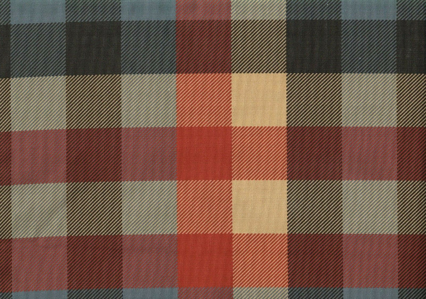 3 Yds Designer Fabric Red Green Gold Gray   Cotton Drapery Upholstery 