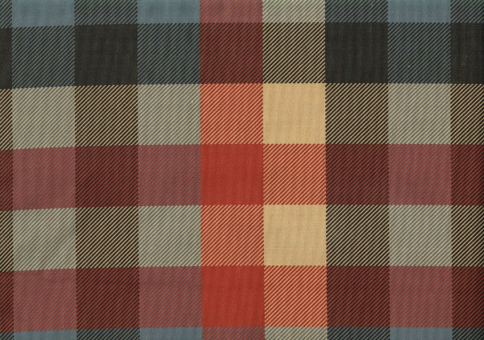 3 Yds Designer Fabric Red Green Gold Gray   Cotton Drapery Upholstery 