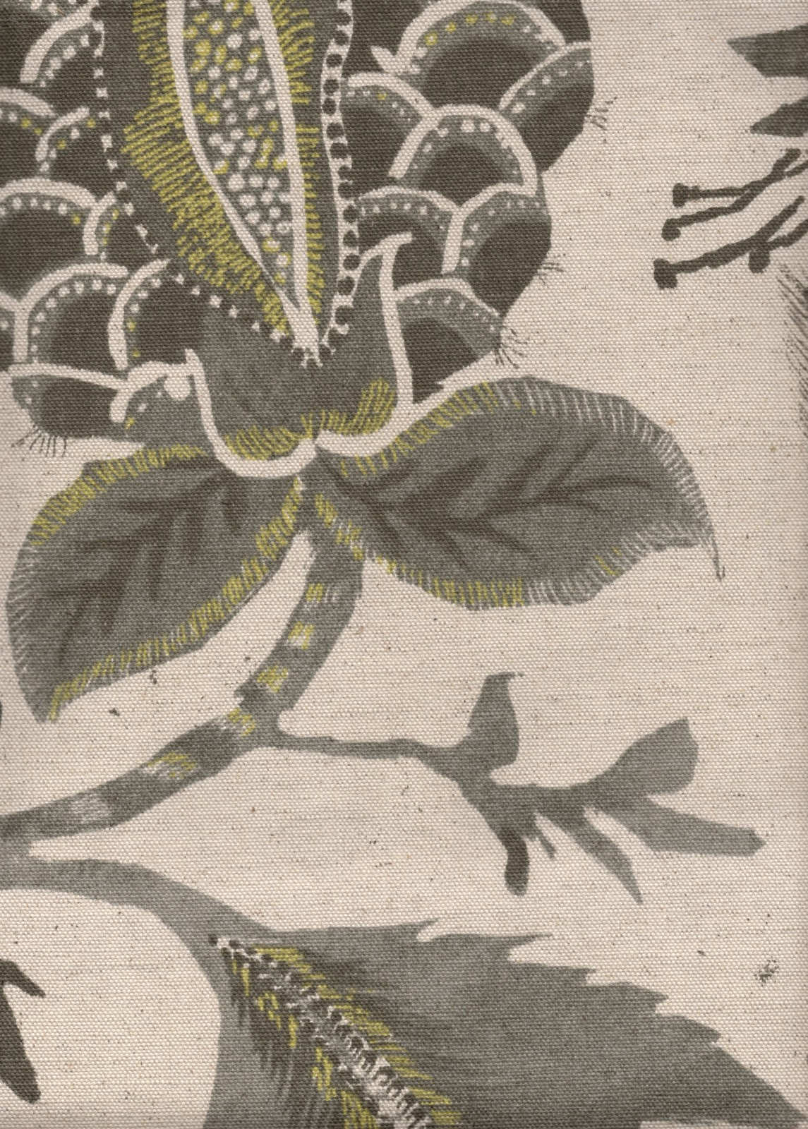 5 Yds Ballard Fabric Moncova Gray Bird  Drapery Upholstery