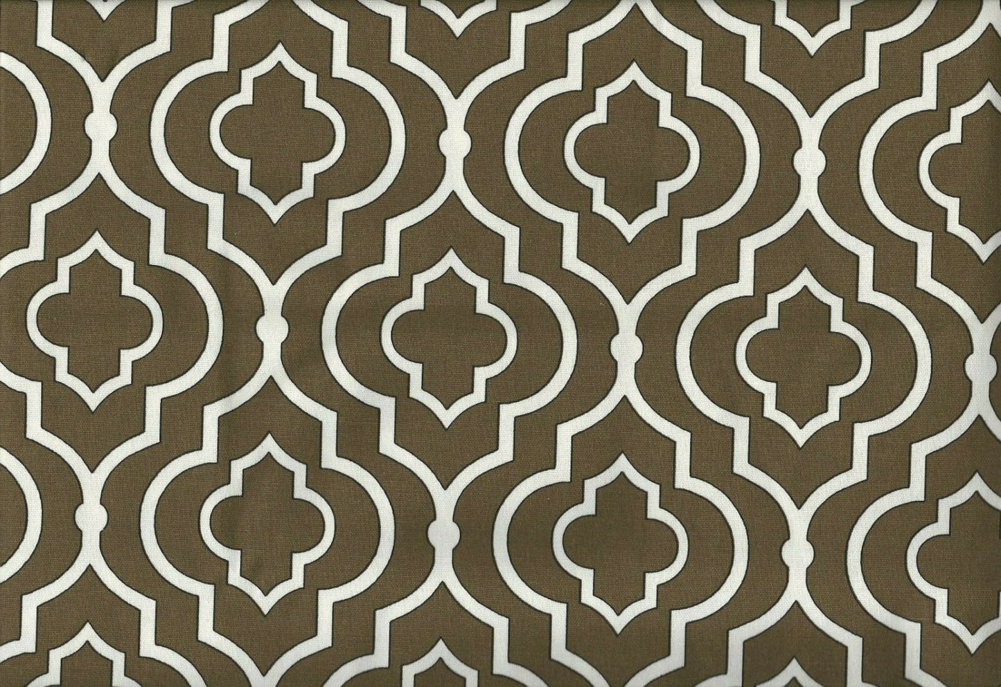 5.75 Yds Designer Fabric Brown White Geometric Print Cotton Drapery Upholstery 