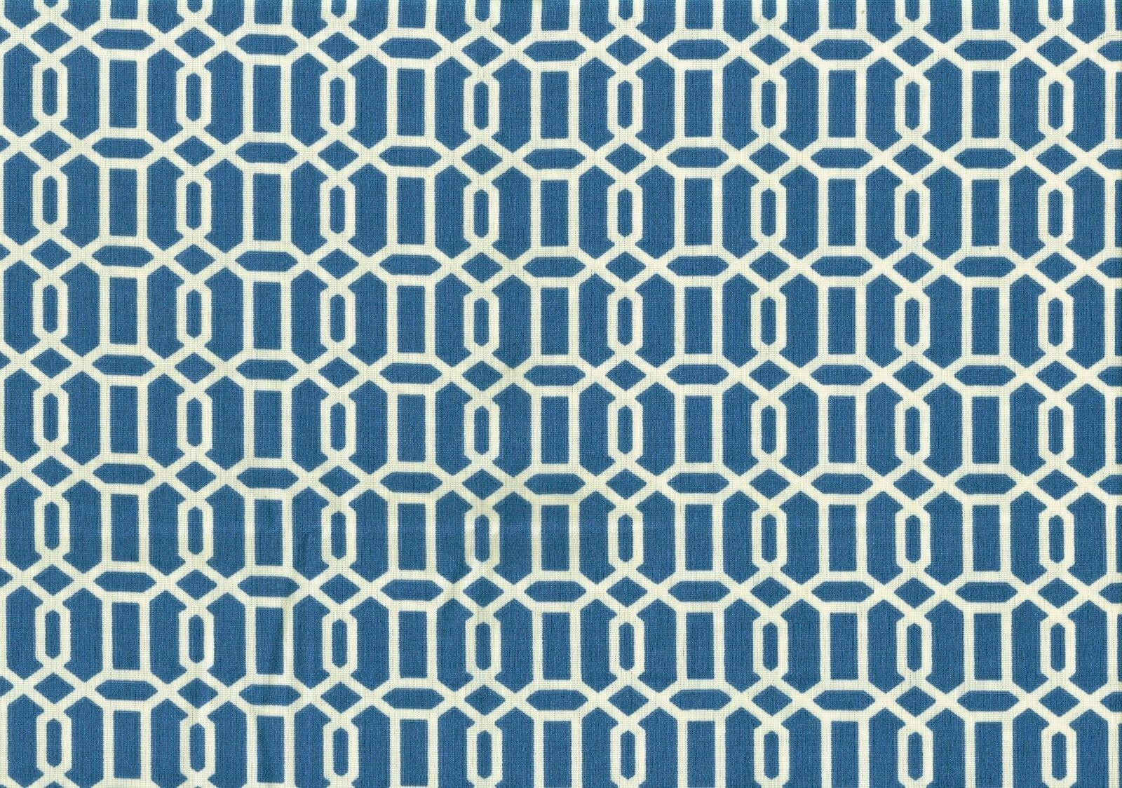 5.75 Yds Designer Fabric Blue Geometric Indoor/Outdoor Drapery Upholstery  