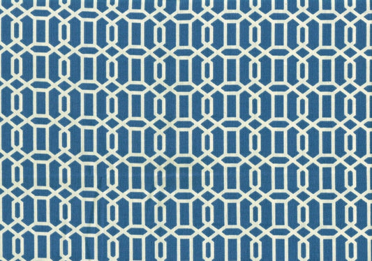 5.75 Yds Designer Fabric Blue Geometric Indoor/Outdoor Drapery Upholstery  