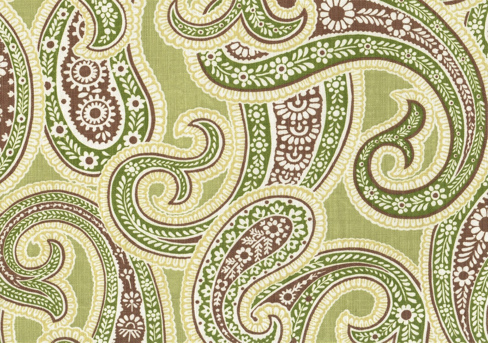 Robert Allen Fabric Iridium Fennel Green Brown Gold Paisley Drapery Upholstery 