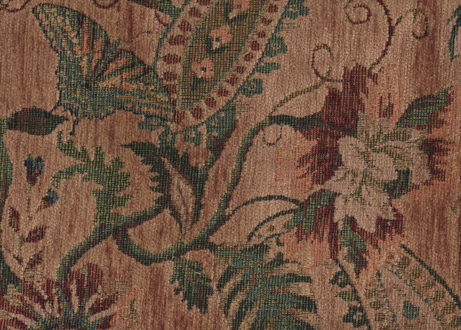 Designer Fabric Vintage Gold Green Burgundy Upholstery