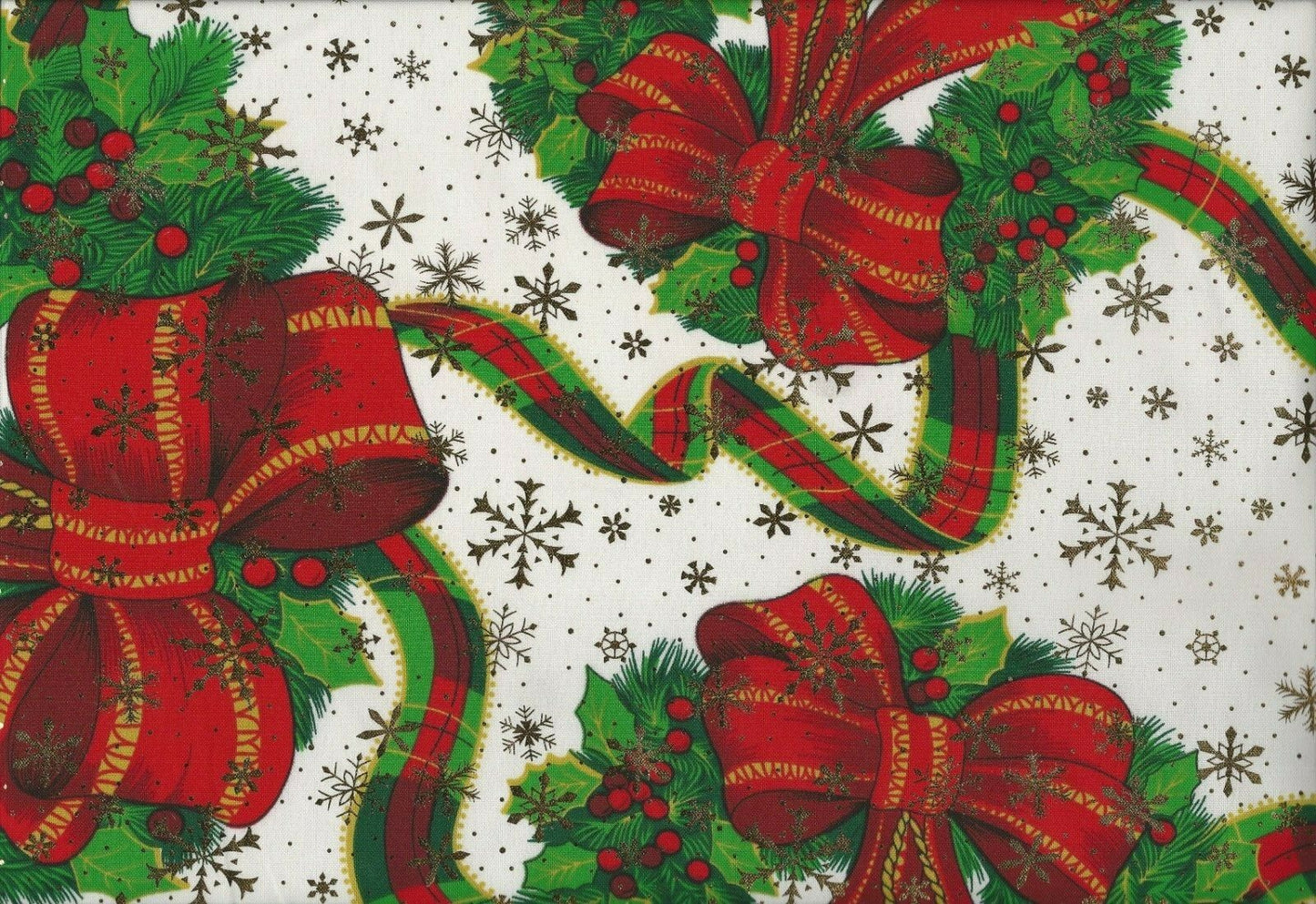 Designer Christmas Fabric Bows Red Green White Polyester  Runners Tablecovers