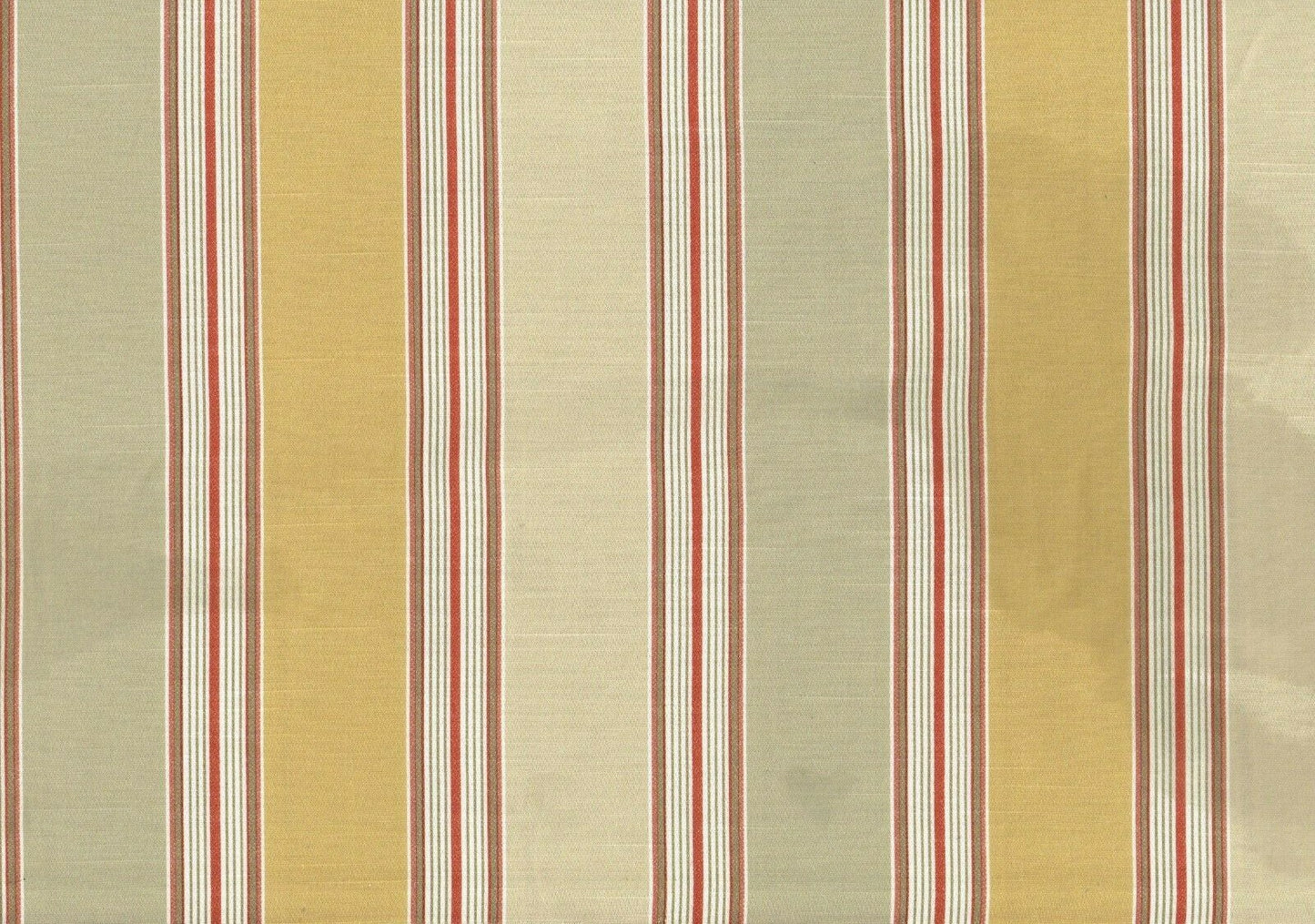 3 Yds Richloom Fabric Gold Green Red Striped   Drapery Upholstery 