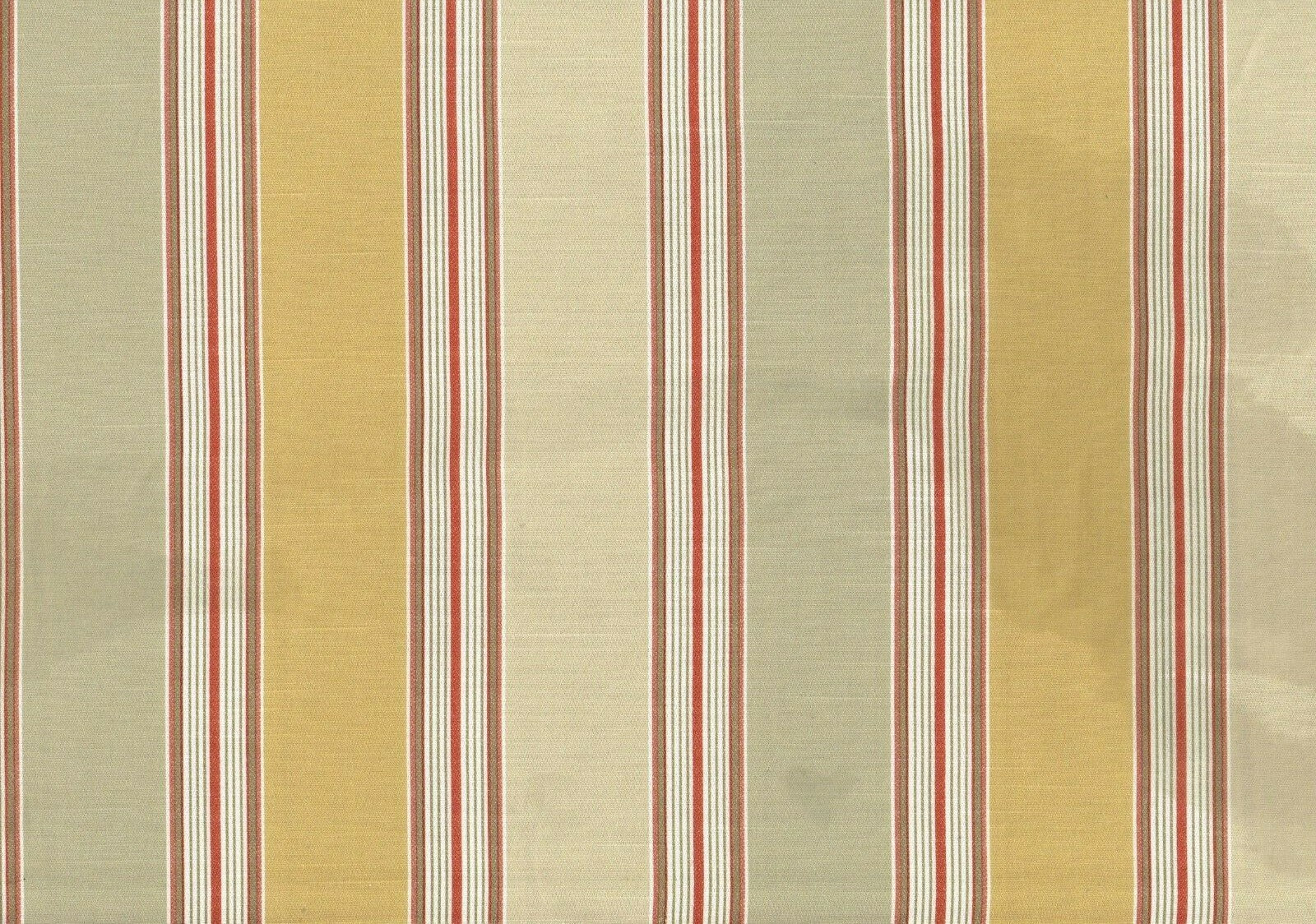 3 Yds Richloom Fabric Gold Green Red Striped   Drapery Upholstery 