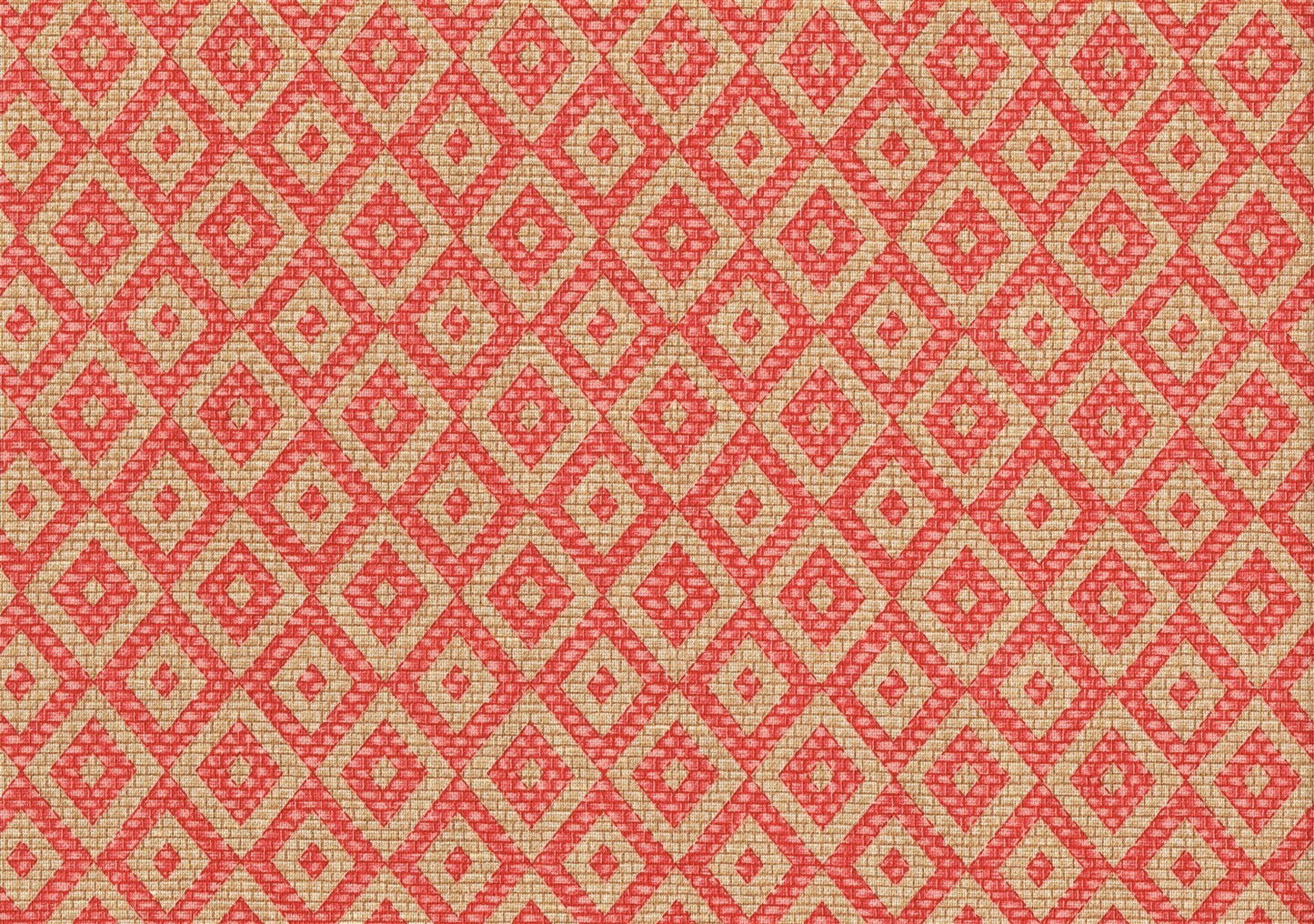 Spectrum Fabrics Red Beige Diamonds Cotton Geometric Drapery Upholstery  