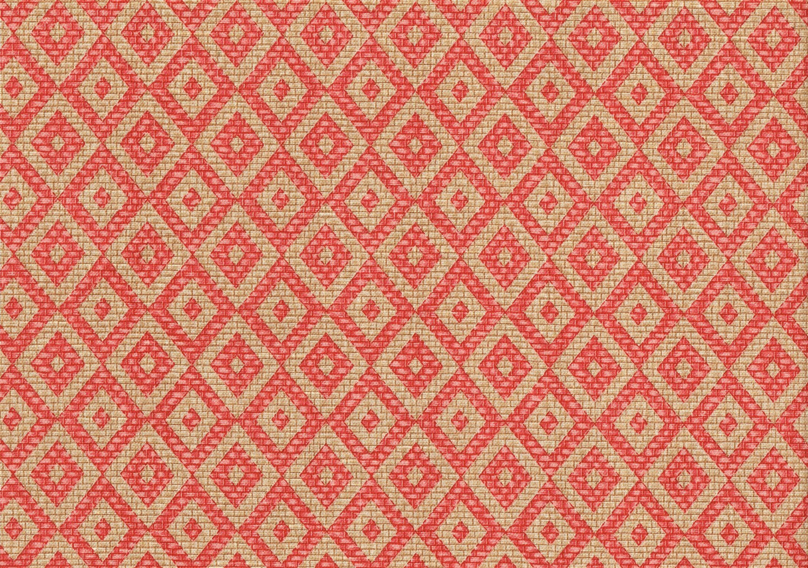 Spectrum Fabrics Red Beige Diamonds Cotton Geometric Drapery Upholstery  