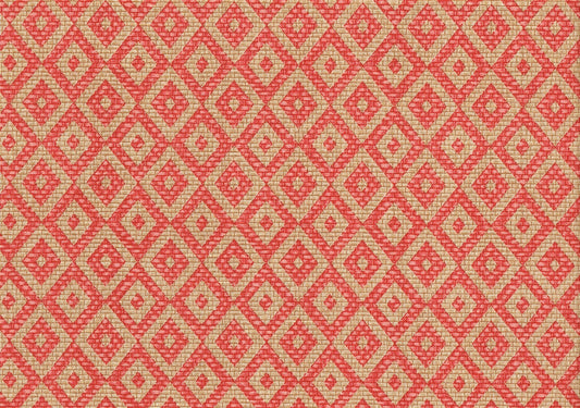 Spectrum Fabrics Red Beige Diamonds Cotton Geometric Drapery Upholstery  