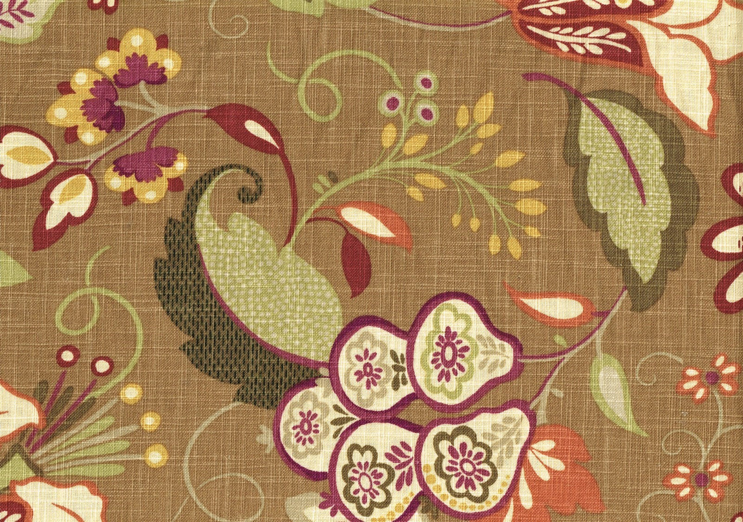 Microfibres Fabric Bennison Ginger Green Fuchsia Cream Gold  Drapery Upholstery 