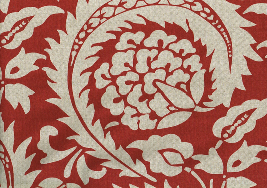 Ballard Fabric Wintour Red Damask  Cotton Linen Blend  Drapery Upholstery