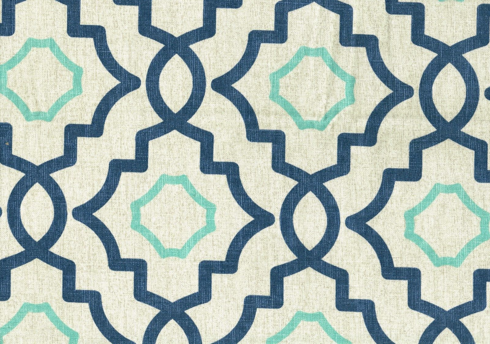 6 Yds Magnolia Home Fabric Talbot Navy Aqua   Cotton Drapery Upholstery