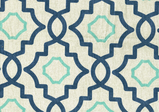 6 Yds Magnolia Home Fabric Talbot Navy Aqua   Cotton Drapery Upholstery