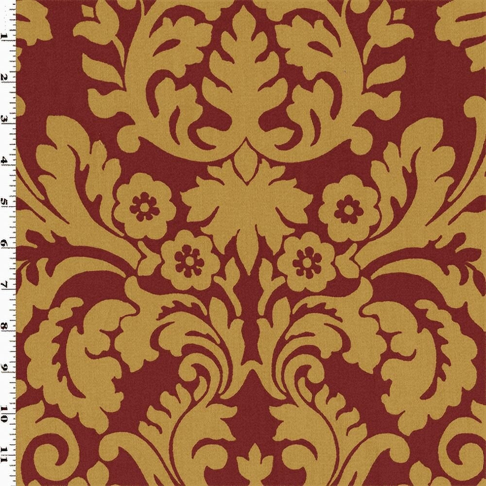 5 Yds Waverly Fabrics Muse  Deep Red Beige Cotton  Drapery Upholstery