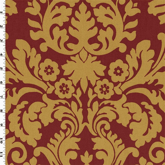 5 Yds Waverly Fabrics Muse  Deep Red Beige Cotton  Drapery Upholstery