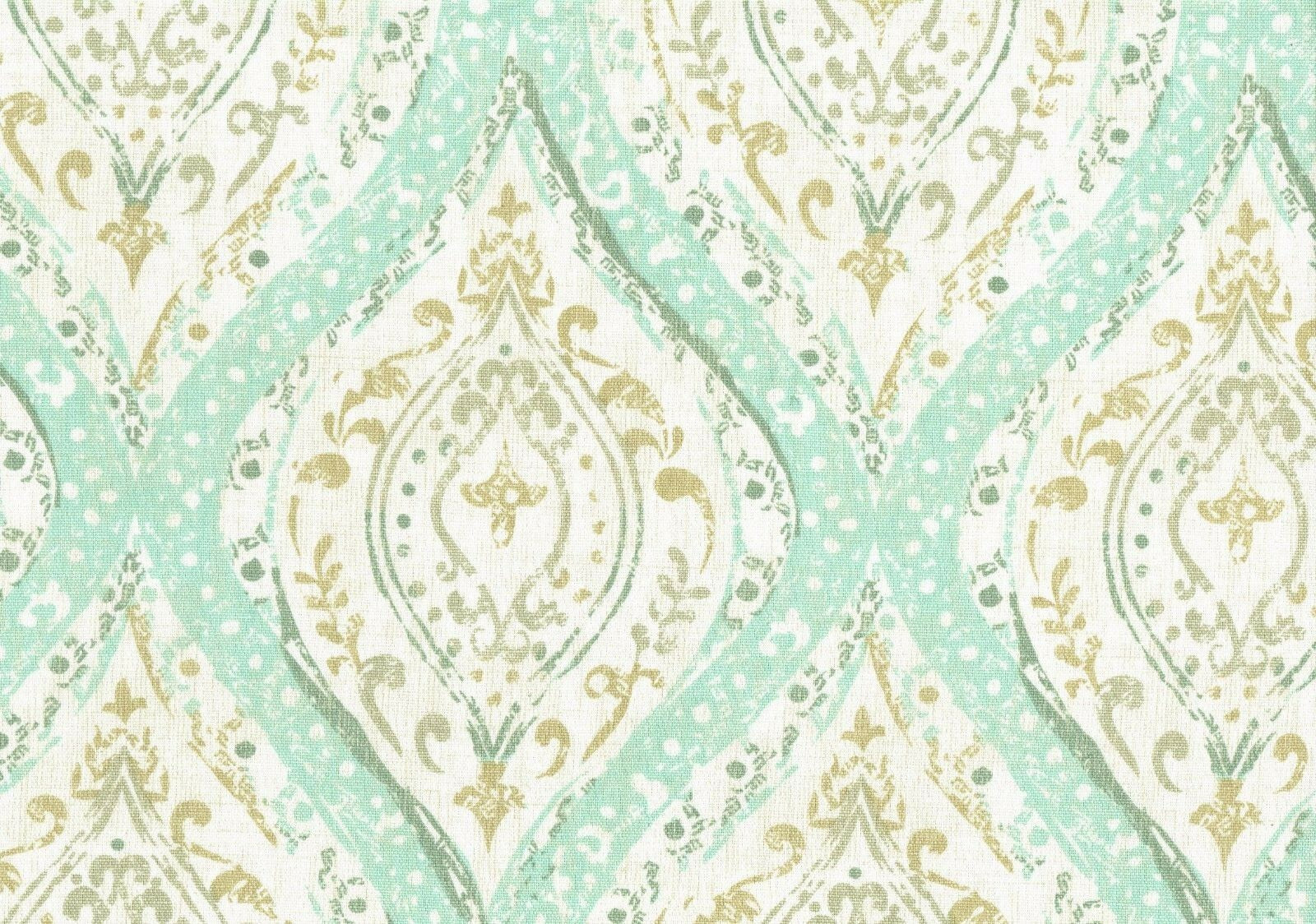 4 Yards   Magnolia Home Fabric Ariana Aqua Tan  Cotton Duck Drapery Upholstery 
