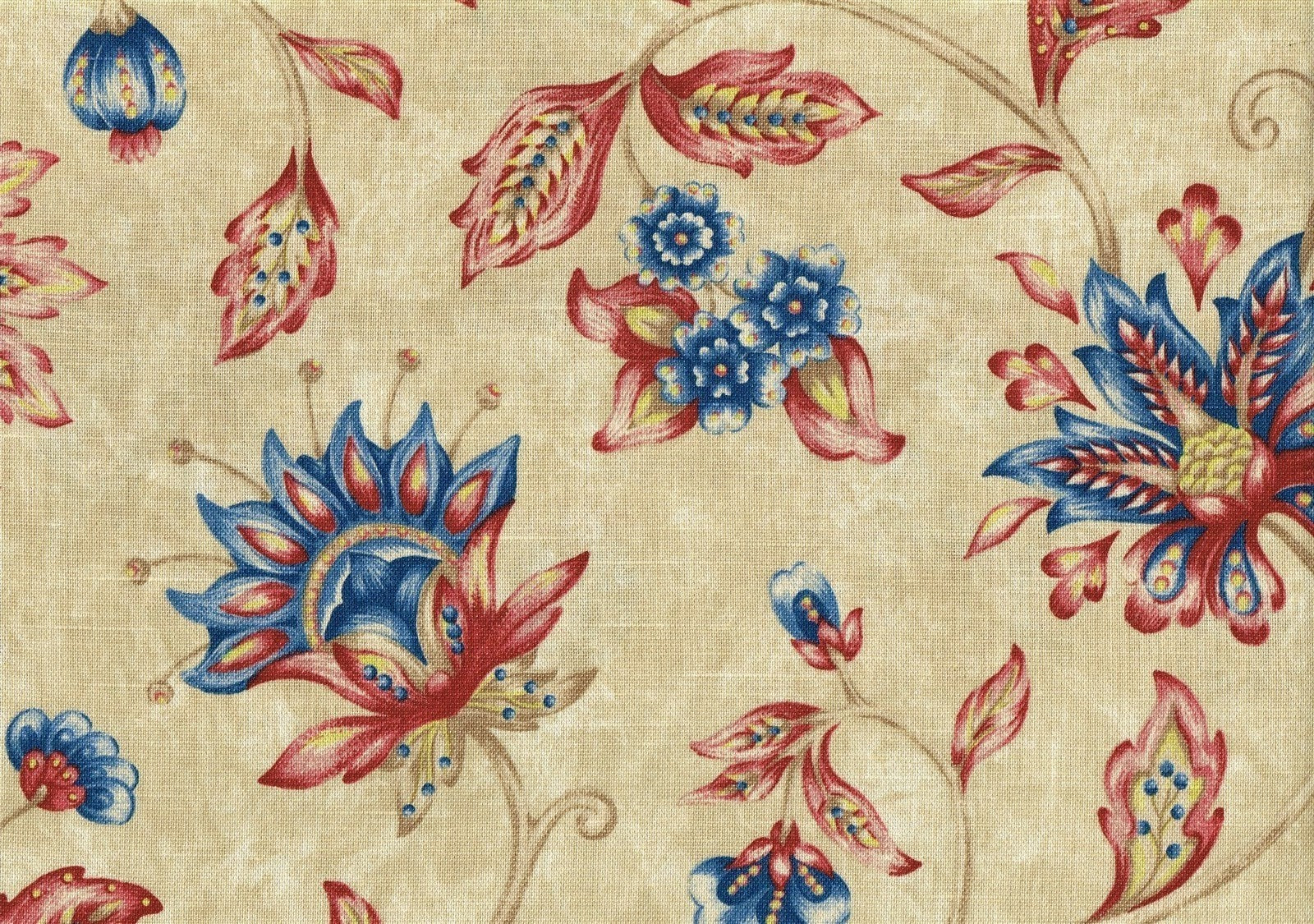Specturm Fabric Khaki Burgundy Blue Brown Print Cotton Drapery Upholstery 