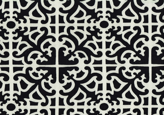 Waverly Fabric Parterre Black Eggshell  Cotton Drapery Upholstery 