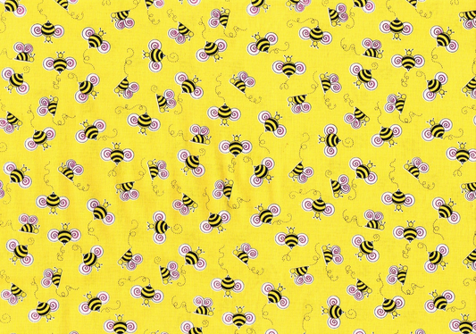 3 Yds Exclusively Quilters Fabric To Bee or Not to Bee Yellow Black Bees  Cotton