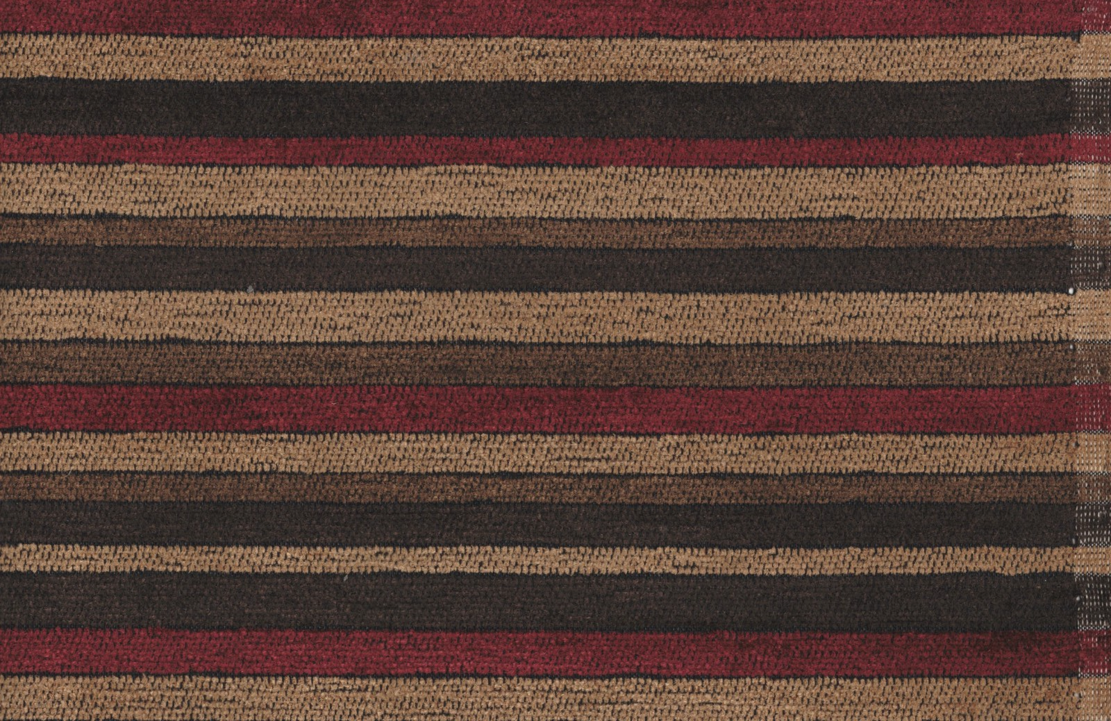 Designer Fabric Gold Burgundy Brown Stripe  Upholstery