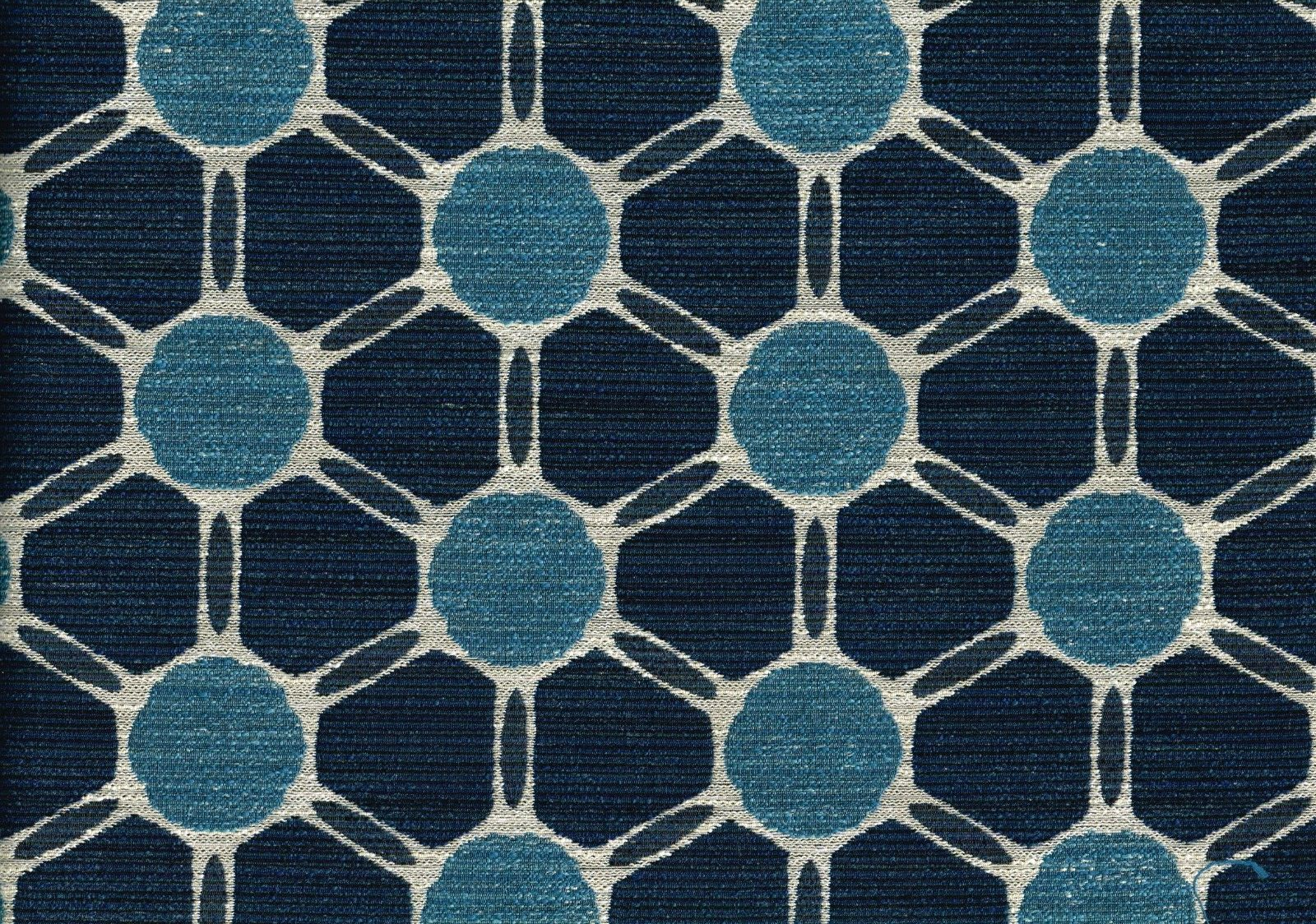 6 Yds Tommy Bahama Fabric Aqua Navy Acrylic Woven Upholstery