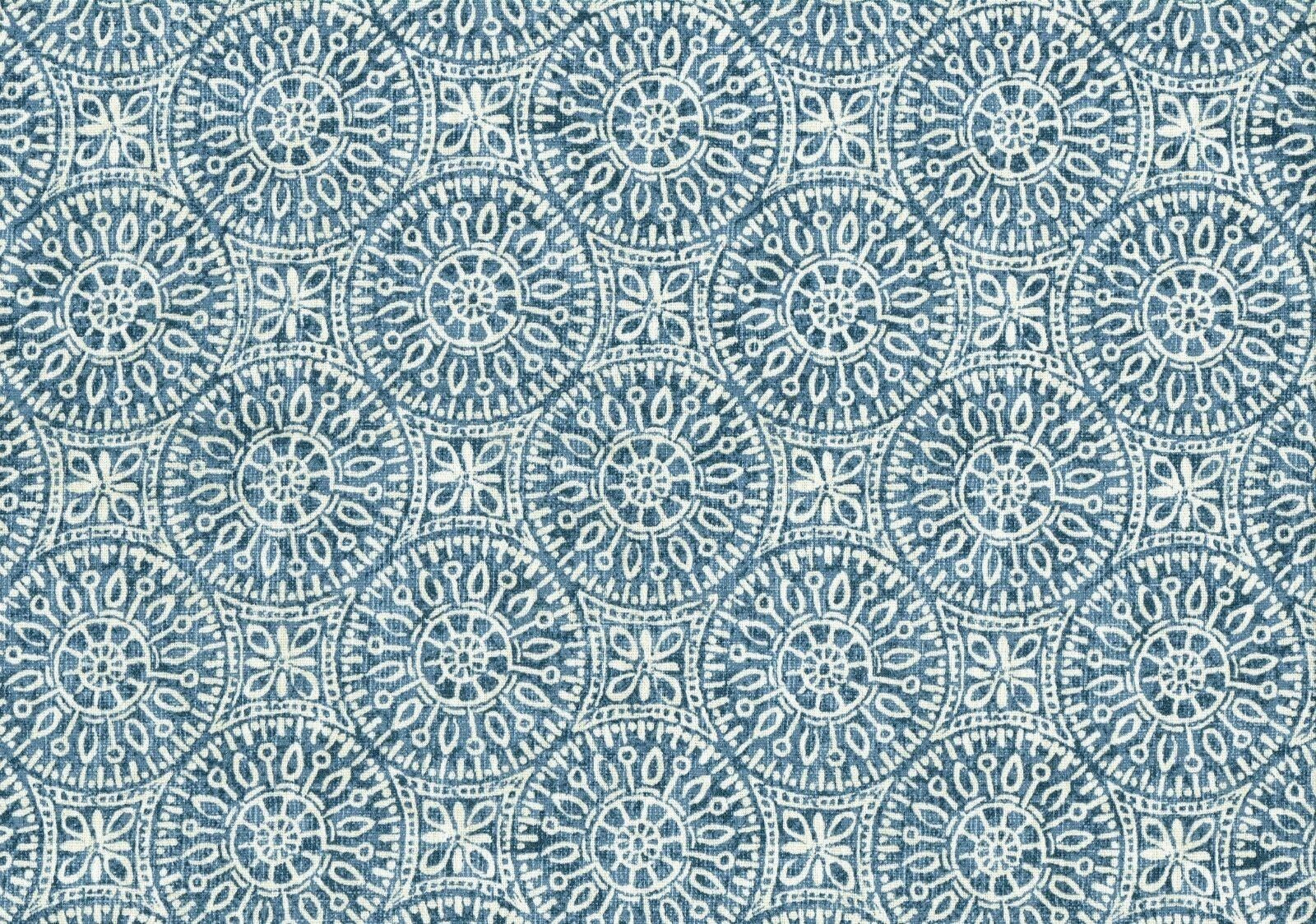 4 Yds  Magnolia Home Fabric Tibet Navy  Cotton Print  Drapery Upholstery 