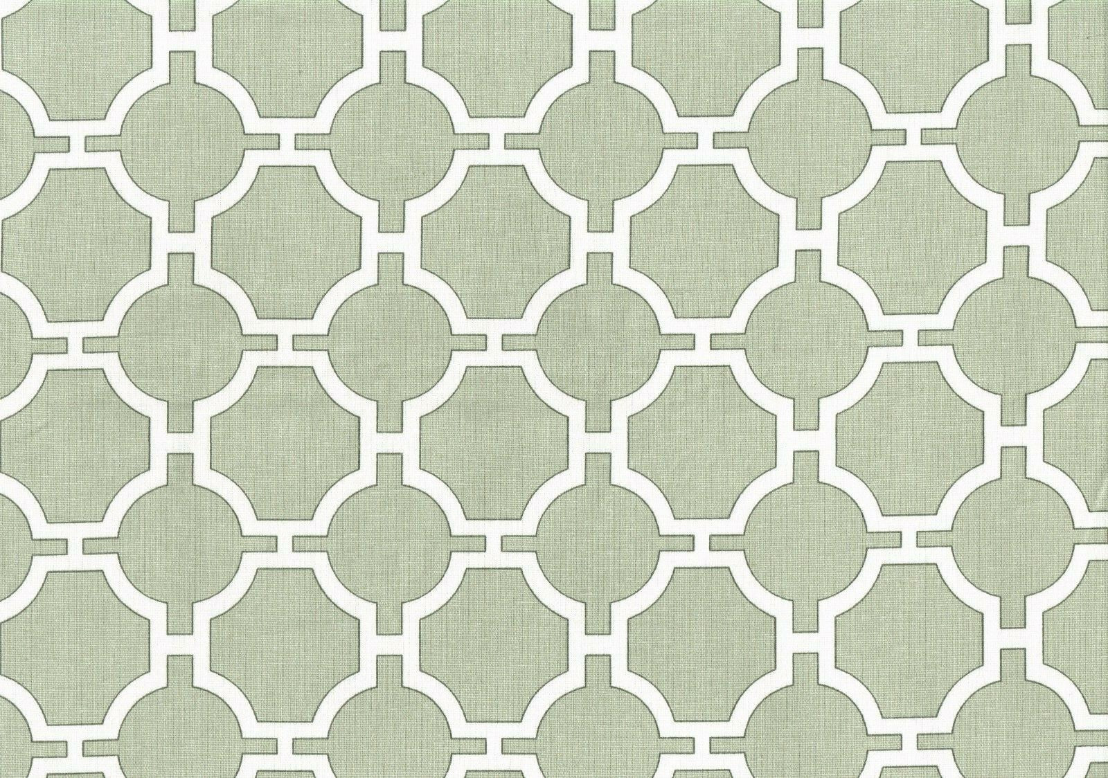 6 Yds  Mill Creek Fabric Gray White Cotton Print  Drapery  Upholstery  