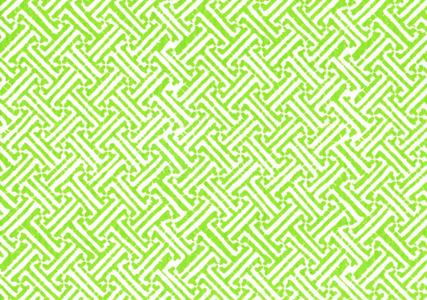 Designer Fabric Lattice Green White  Cotton Print  Drapery Upholstery