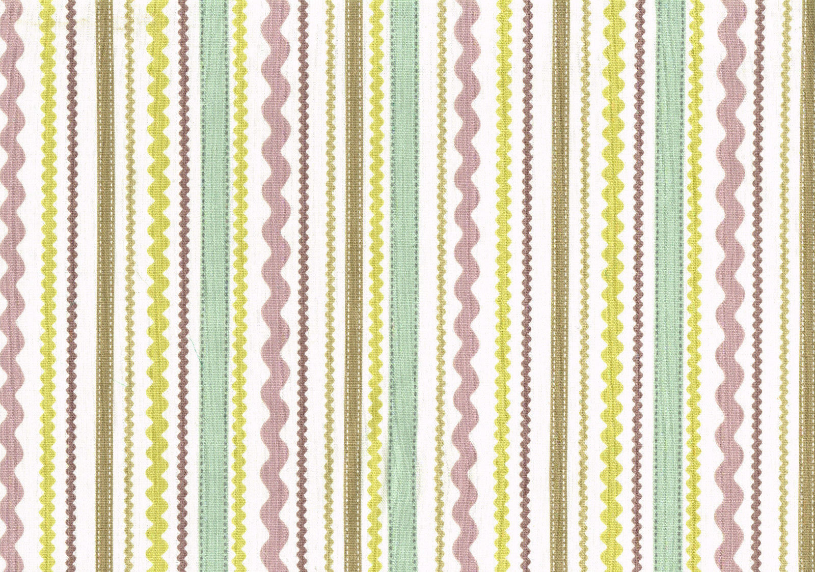 PKaufmann Fabric Lavender Aqua Chartreuse White Striped Cotton Drapery Upholster