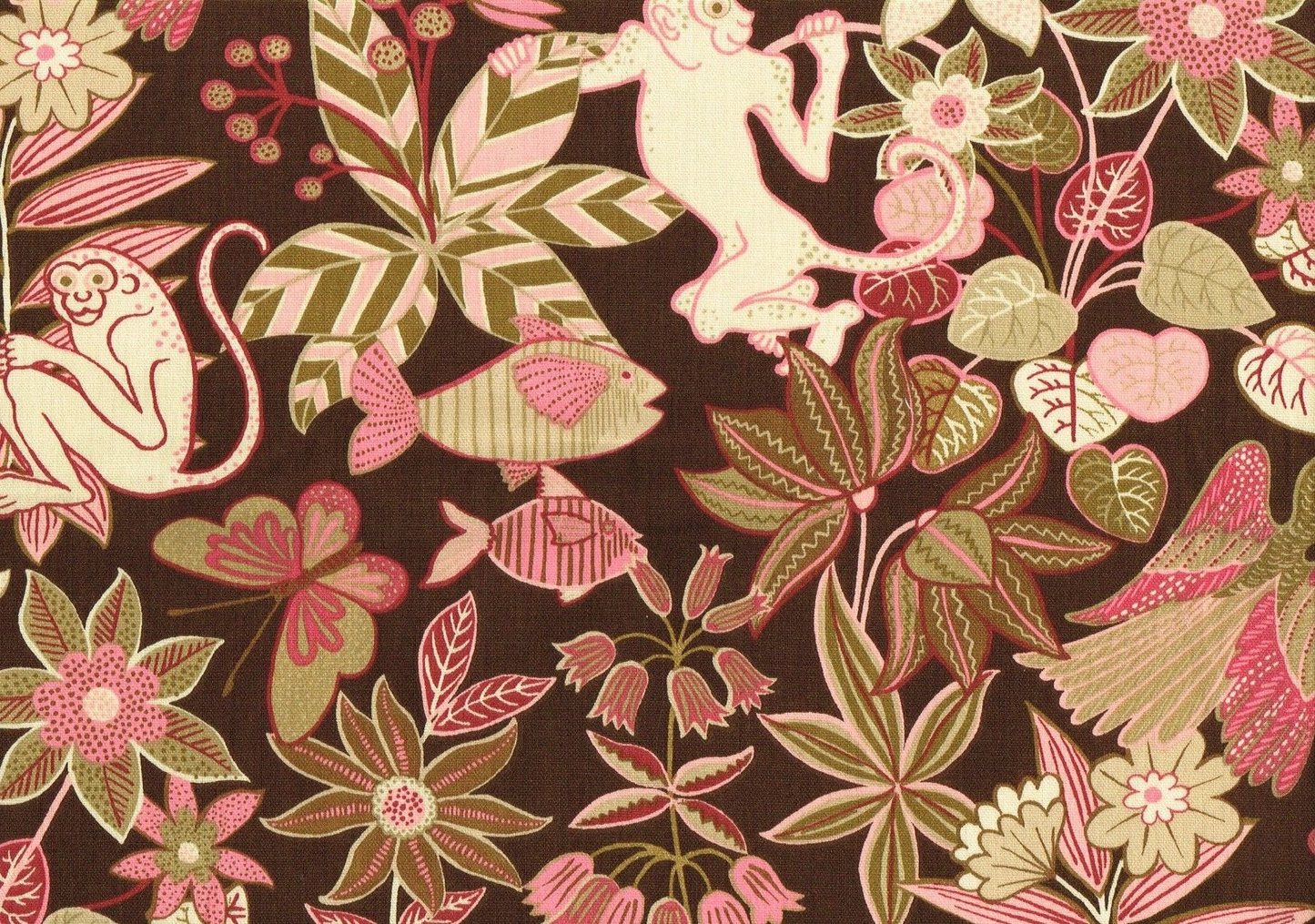 5 Yds Waverly Fabric Monkey Around  Cotton  Drapery Upholstery