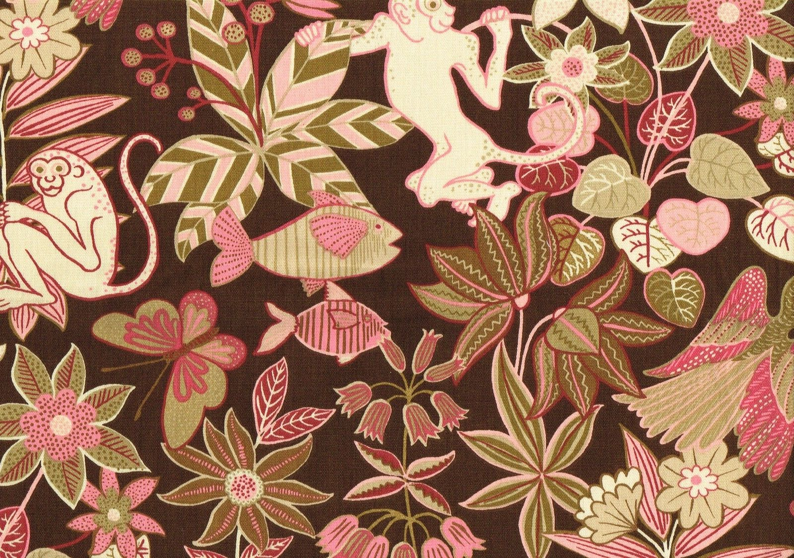 5 Yds Waverly Fabric Monkey Around  Cotton  Drapery Upholstery