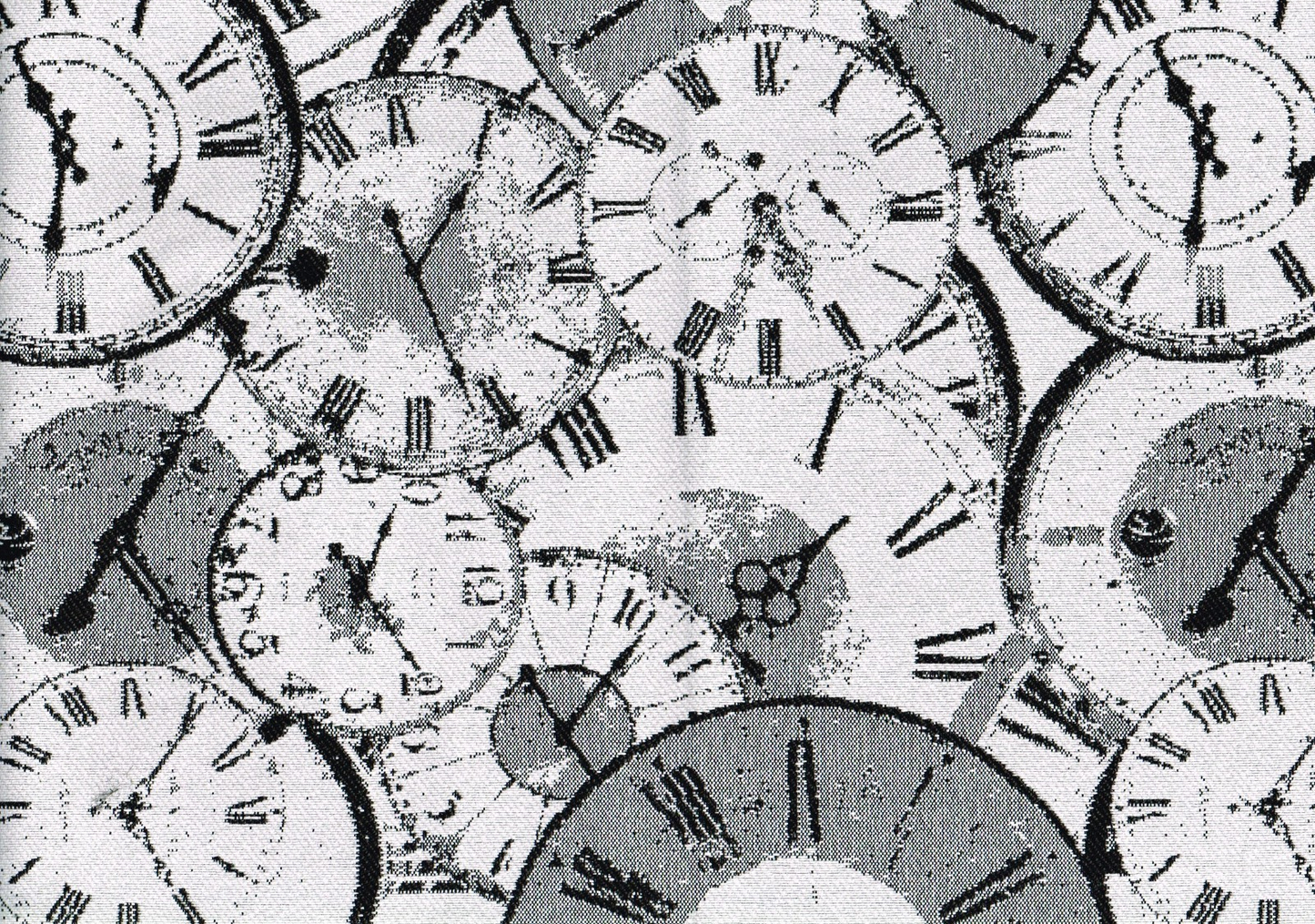 Designer Fabric Clocks  Tik Tok  Gray Black Off White   Drapery Upholstery
