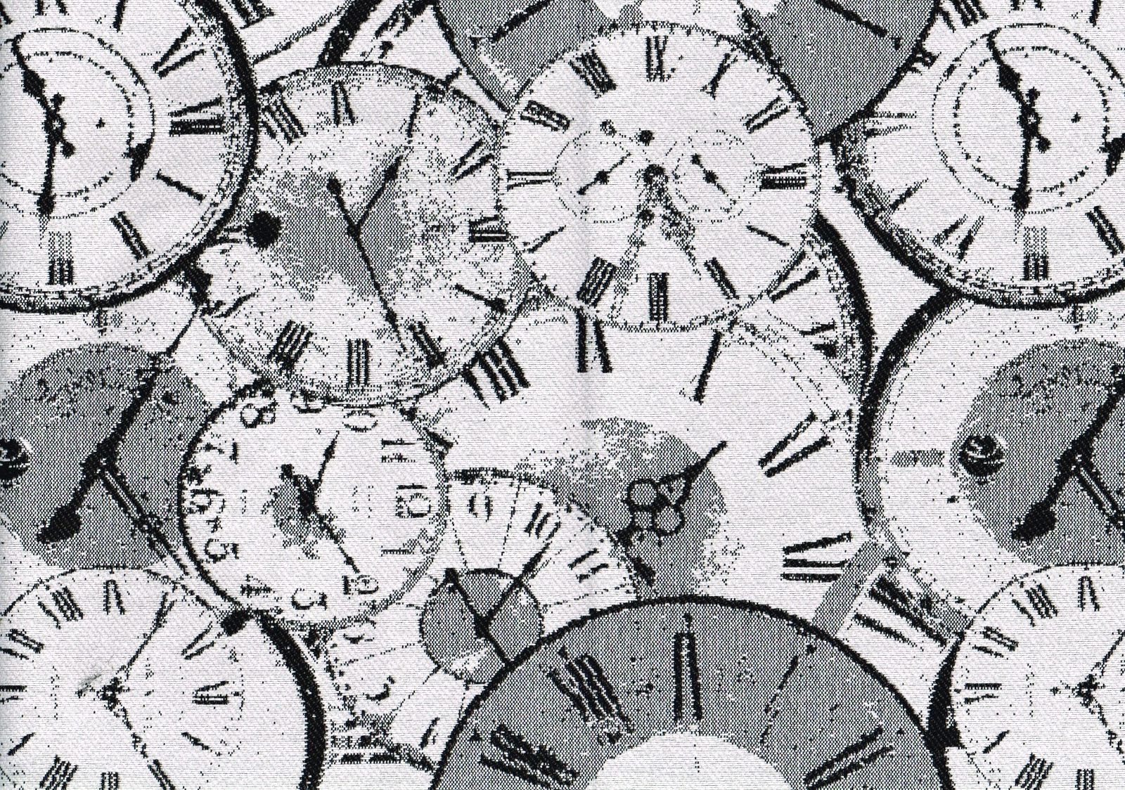 Designer Fabric Clocks  Tik Tok  Gray Black Off White   Drapery Upholstery