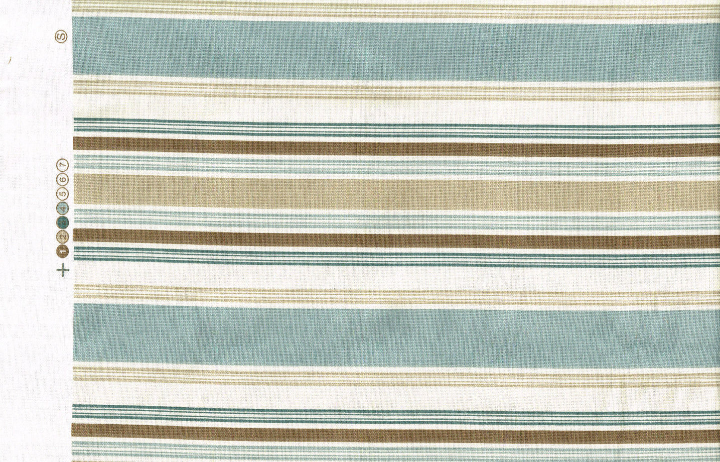 5 Yards Richloom Fabric Sawyer Stripe White Blue Brown Cotton Drapery Upholstery