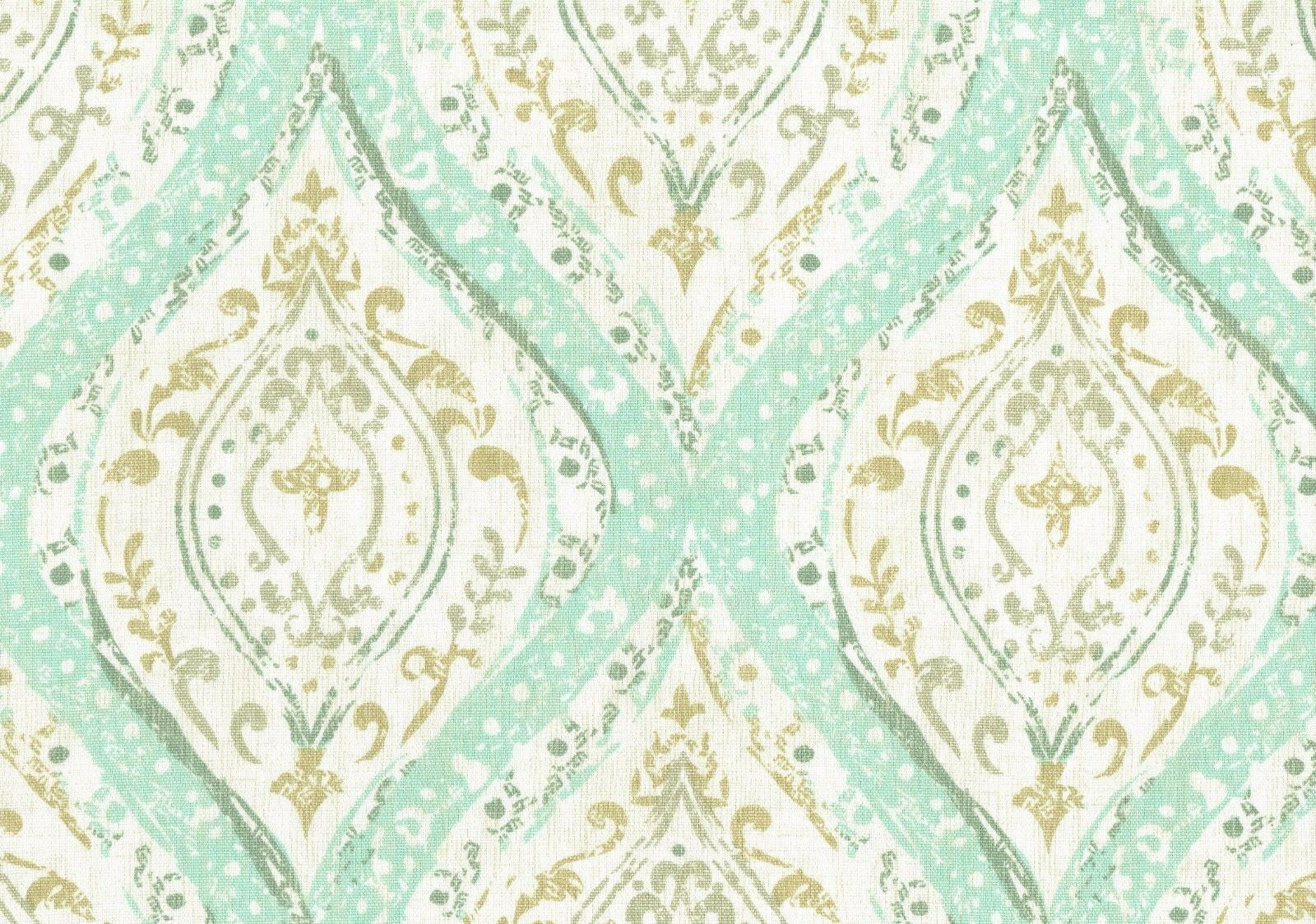 3 Yards   Magnolia Home Fabric Ariana Aqua Tan  Cotton Duck Drapery Upholstery 