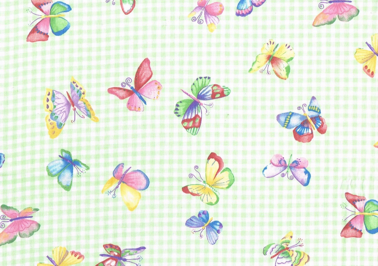5 Yds Waverly Fabric Flutter Green Check  Cotton  Drapery Upholstery