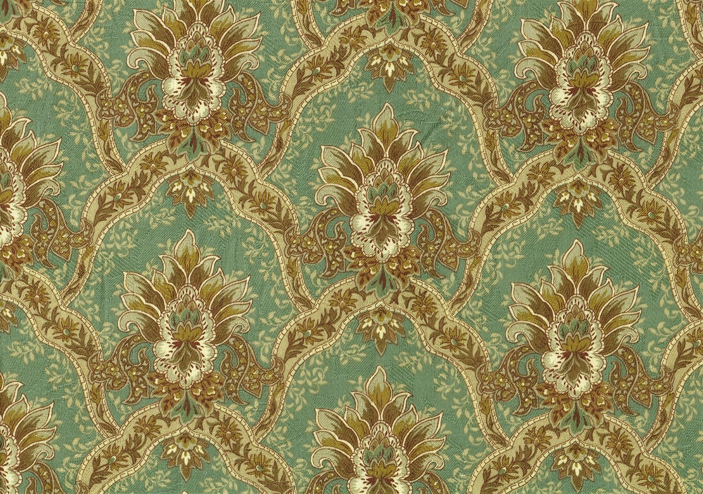 Mill Creek Fabric RW Hatha  Aqua Brown Gold Drapery Upholstery 