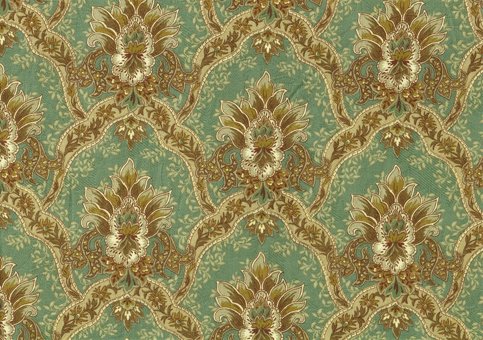 Mill Creek Fabric RW Hatha  Aqua Brown Gold Drapery Upholstery 