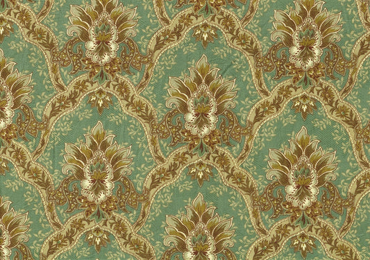 Mill Creek Fabric RW Hatha  Aqua Brown Gold Drapery Upholstery 