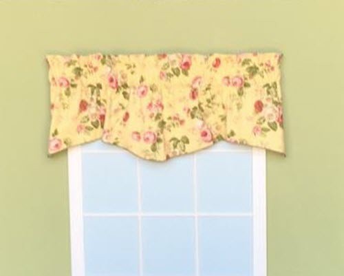 Custom Made Curtain Topper Yellow Rose Burgundy Green 100% Cotton