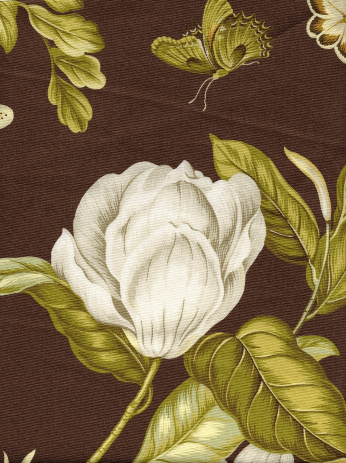 3.50 Yds Waverly Fabric Garden Image Brown Cotton  Drapery Upholstery