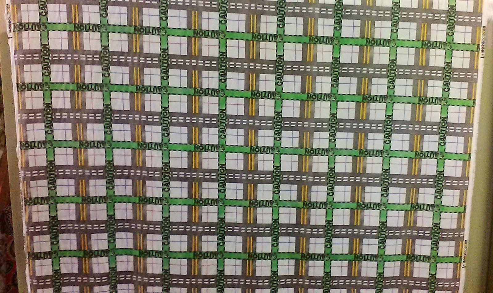 Robert Allen Fabric Caution Plaid Kids Children Roads Drapery Upholstery  