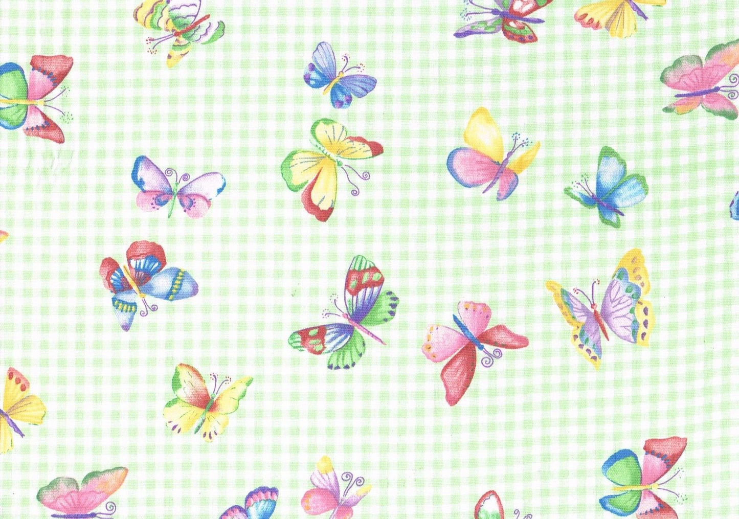 5 Yds Waverly Fabric Flutter Green Check  Cotton  Drapery Upholstery